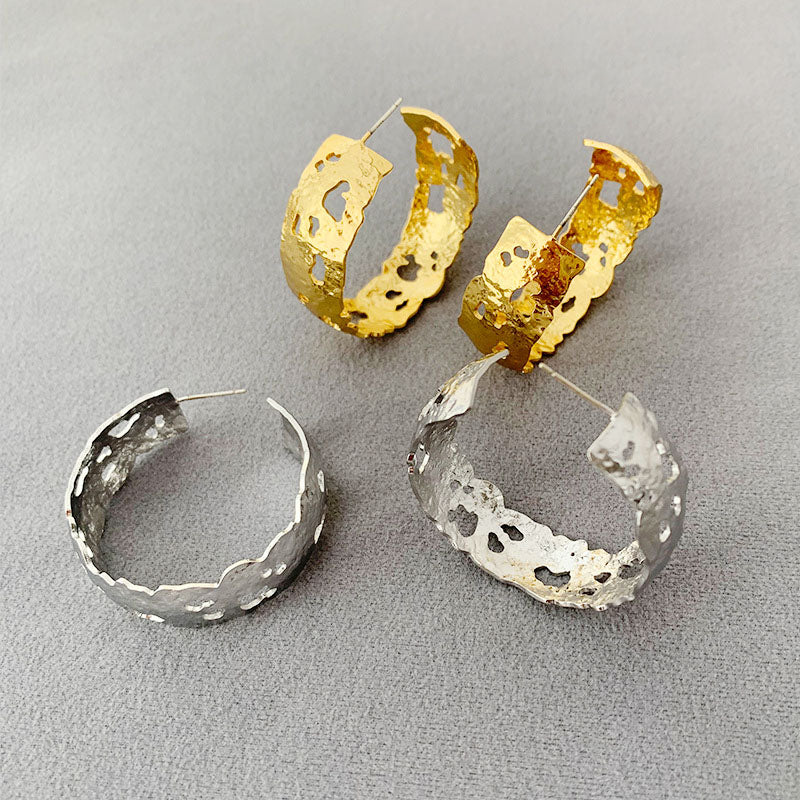brass jewelry Gothic C-shape hoop earrings (5 pairs)