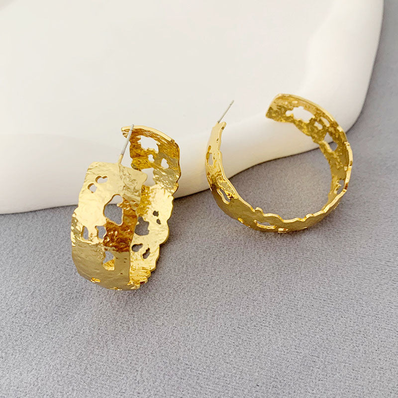 brass jewelry Gothic C-shape hoop earrings (5 pairs)