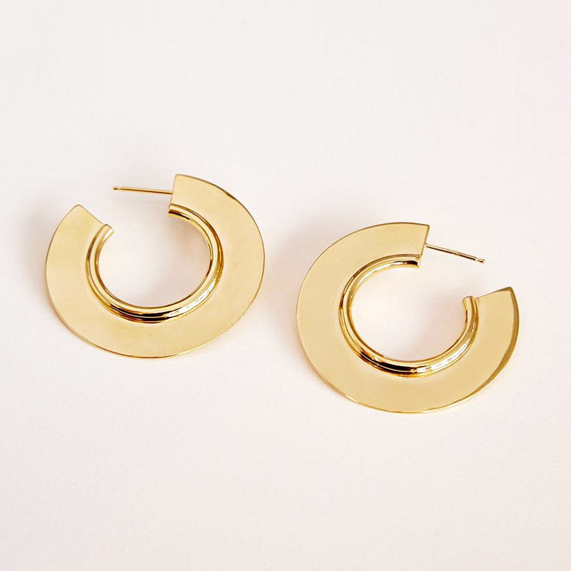 brass bohemian punk style big geometric C hoop earrings (5 pairs)