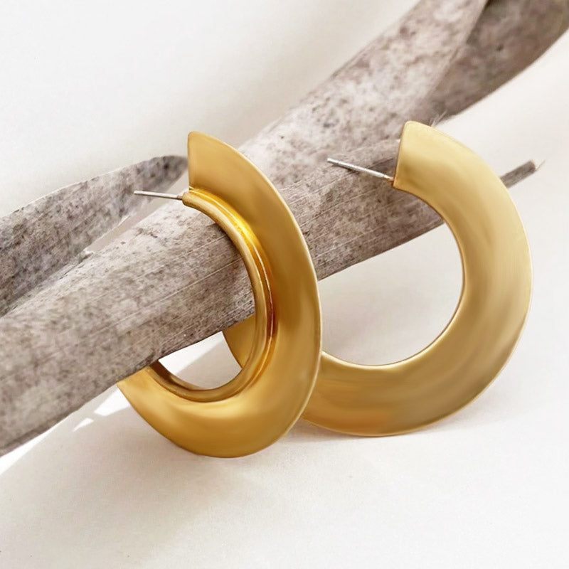 brass bohemian punk style big geometric C hoop earrings (5 pairs)