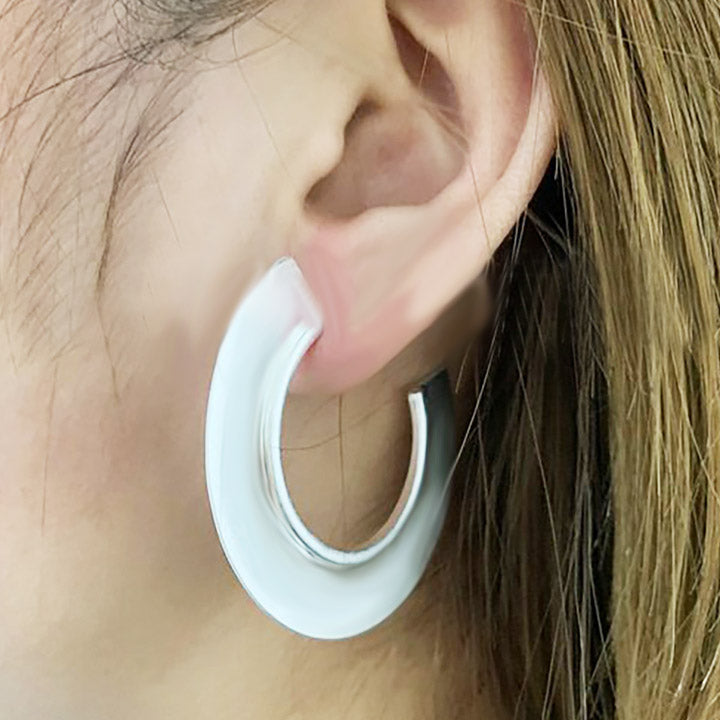 brass bohemian punk style big geometric C hoop earrings (5 pairs)