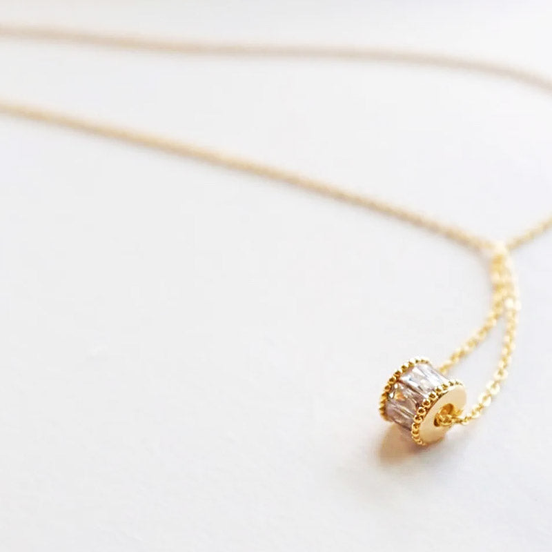 Gold plated zircon Wheel cylindrical catheter choker necklaces Set of 5
