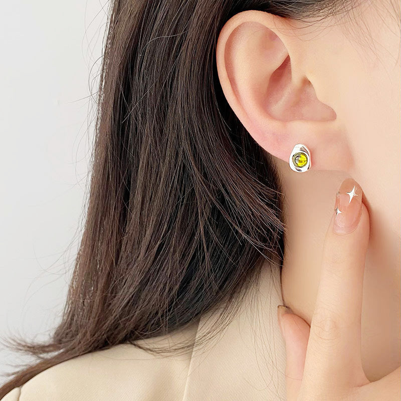 925 sterling silver colored opal stone irregular shape stud earrings (5 pairs)