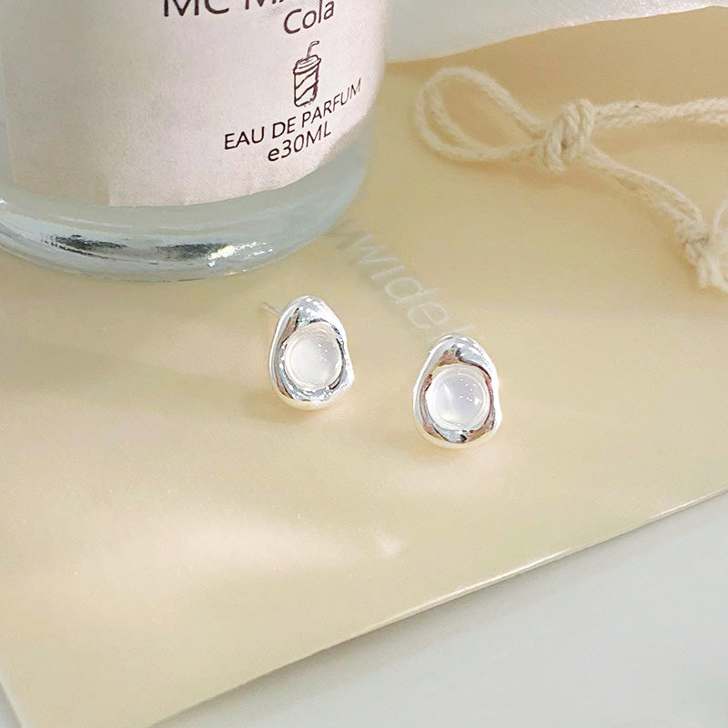 925 sterling silver colored opal stone irregular shape stud earrings (5 pairs)