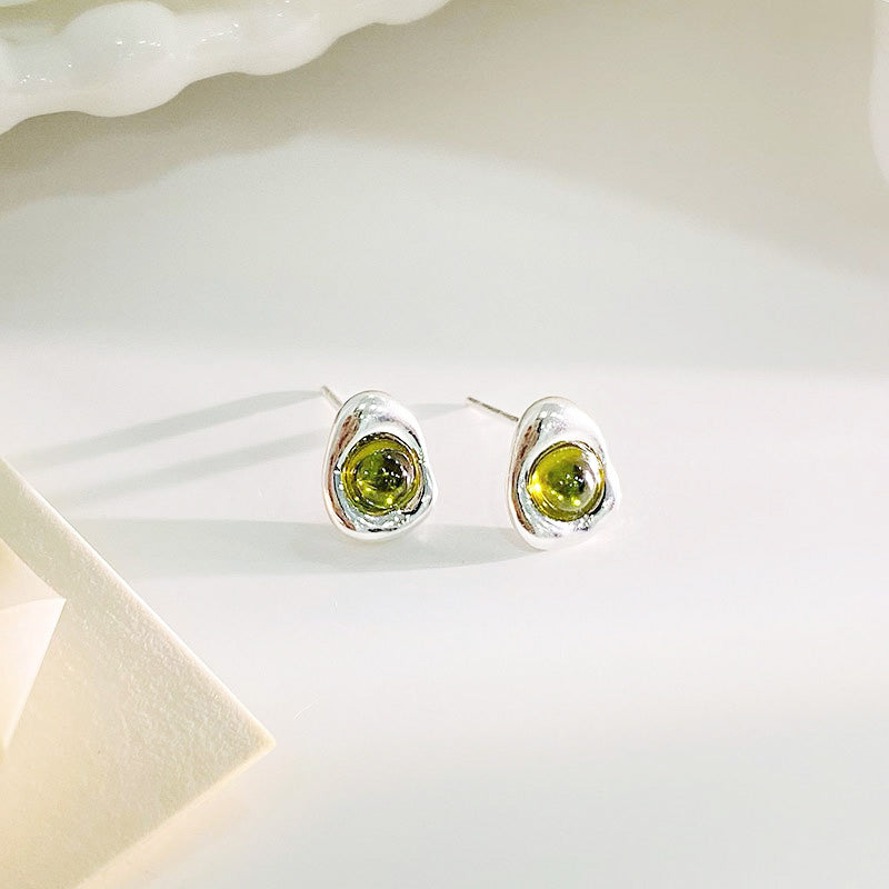 925 sterling silver colored opal stone irregular shape stud earrings (5 pairs)