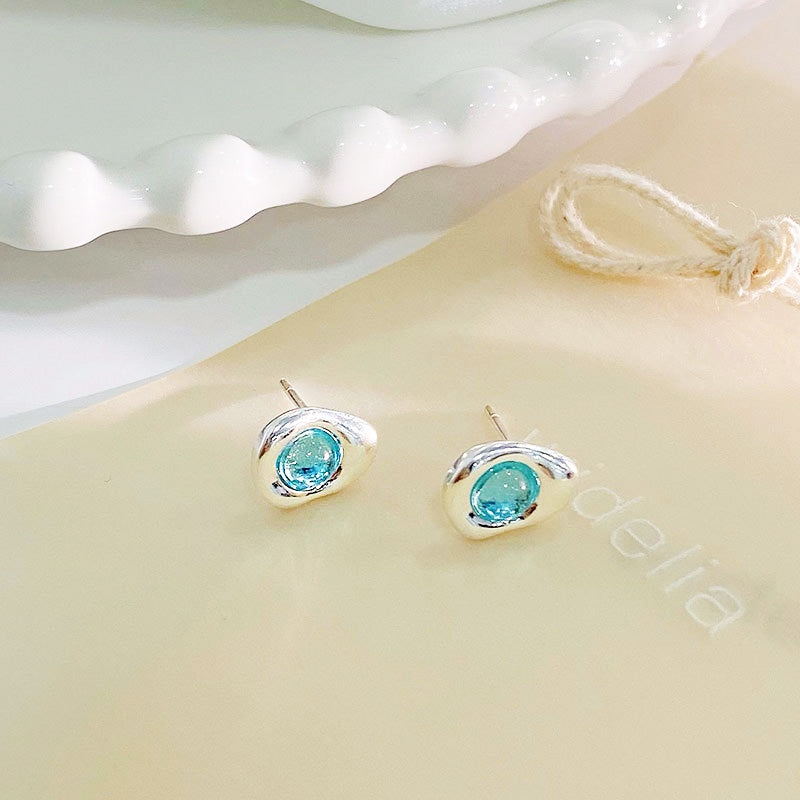 925 sterling silver colored opal stone irregular shape stud earrings (5 pairs)