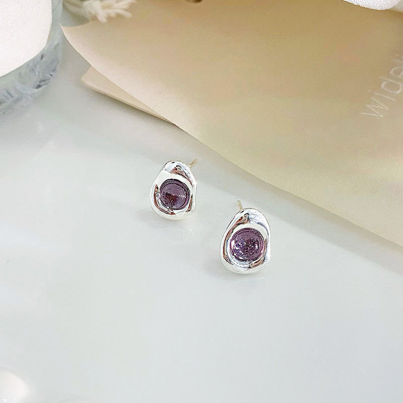 925 sterling silver colored opal stone irregular shape stud earrings (5 pairs)
