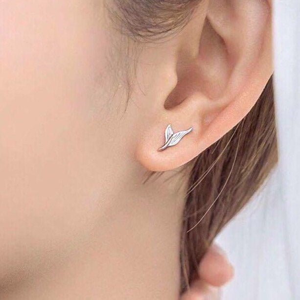 925 sterling silver asymmetrical moonstone mermaid fishtail stud earrings(5 pairs)