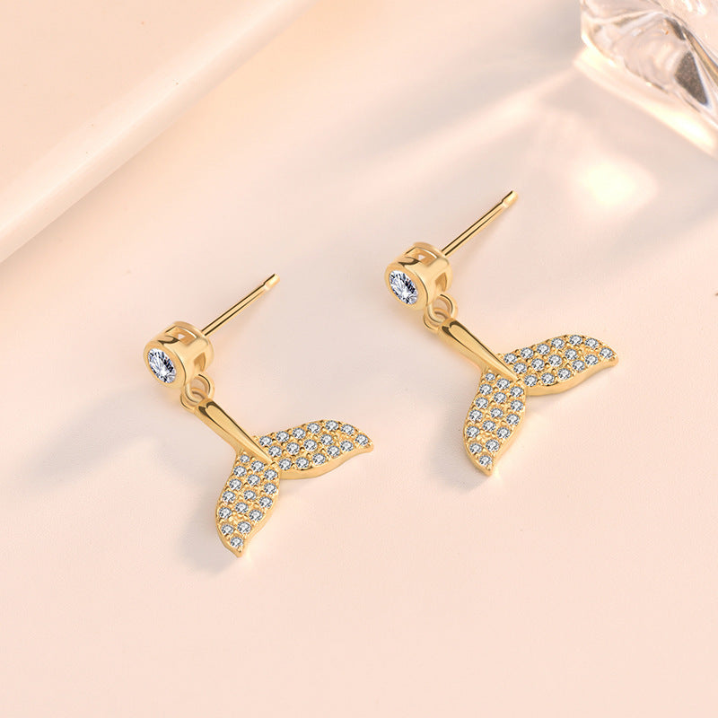925 sterling silver CZ mermaid fish tail earrings (5 pairs)