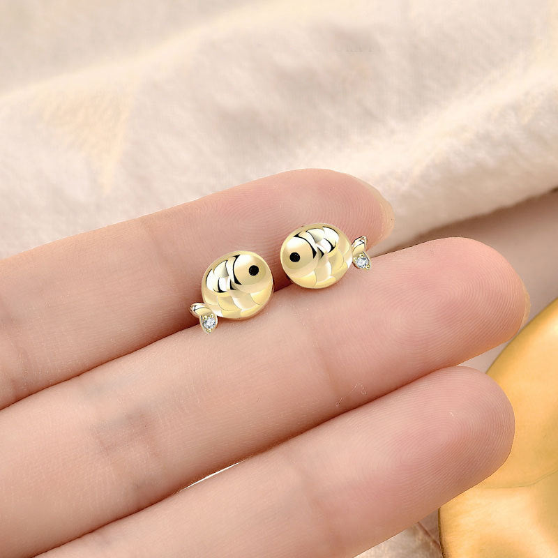 925 sterling silver cute mini CZ carp fish stud earrings (5 pairs)