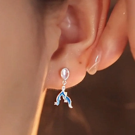 925 sterling silver moonstone mermaid tail pierced drop earrings (5 pairs)