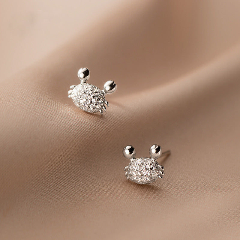 925 sterling silver small crab CZ stud earrings (5 pairs)