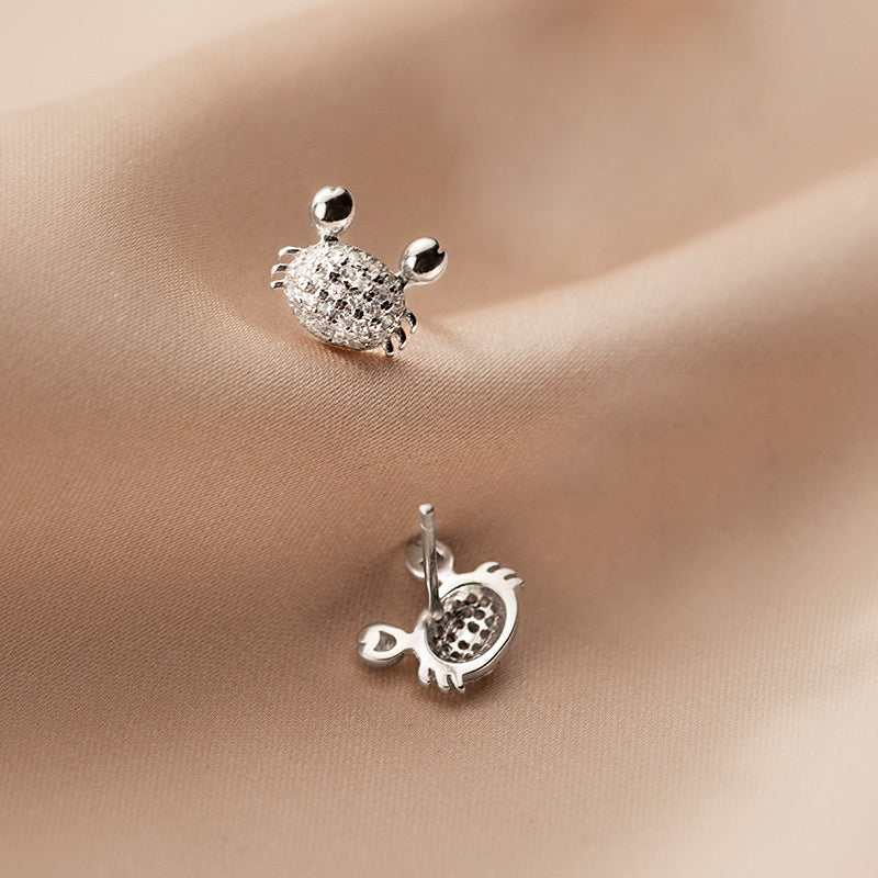 925 sterling silver small crab CZ stud earrings (5 pairs)
