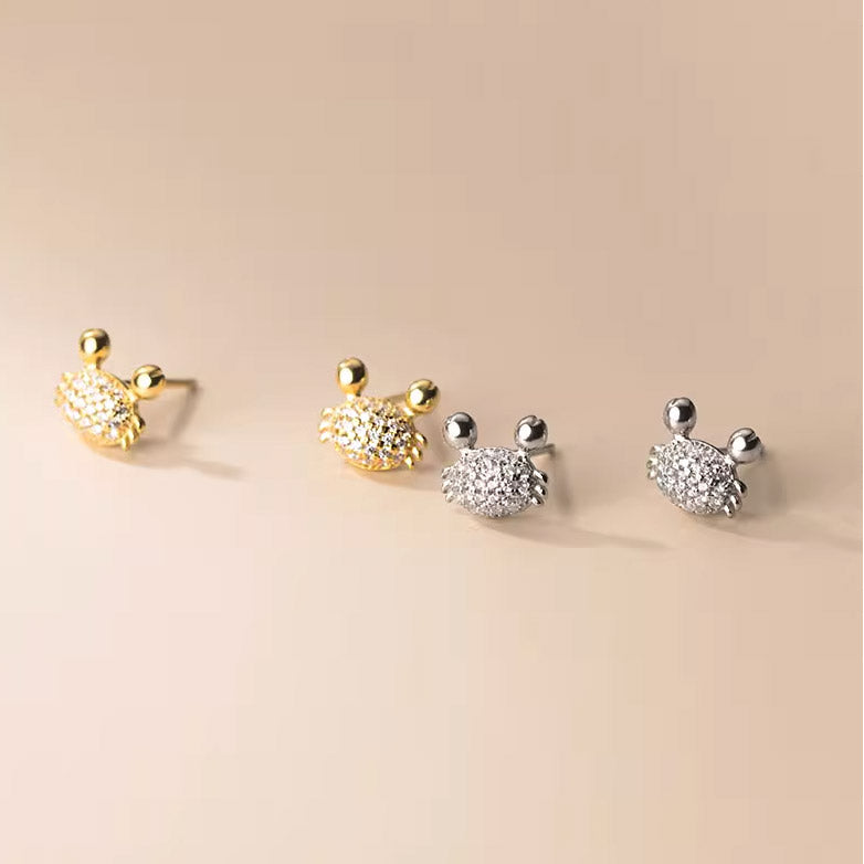925 sterling silver small crab CZ stud earrings (5 pairs)