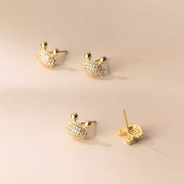 925 sterling silver small crab CZ stud earrings (5 pairs)