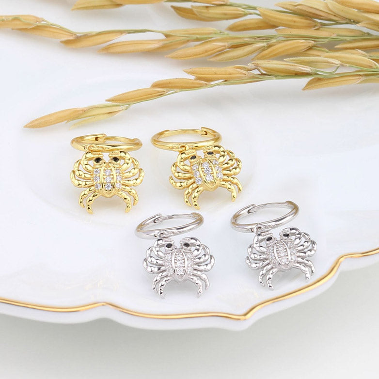 925 sterling silver crab huggie hoop earrings (5 pairs)