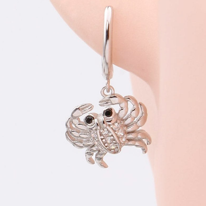 925 sterling silver crab huggie hoop earrings (5 pairs)