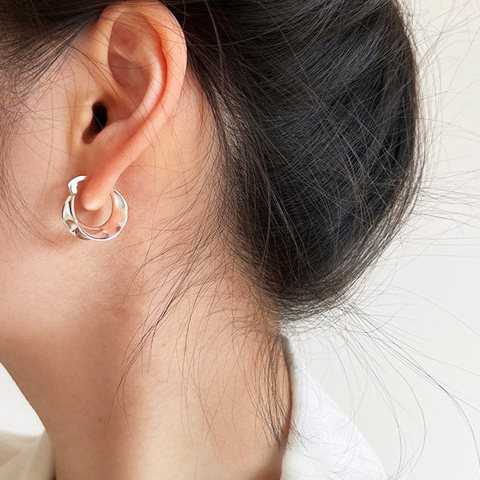 925 sterling silver wide wave hoop earrings (5 pairs)