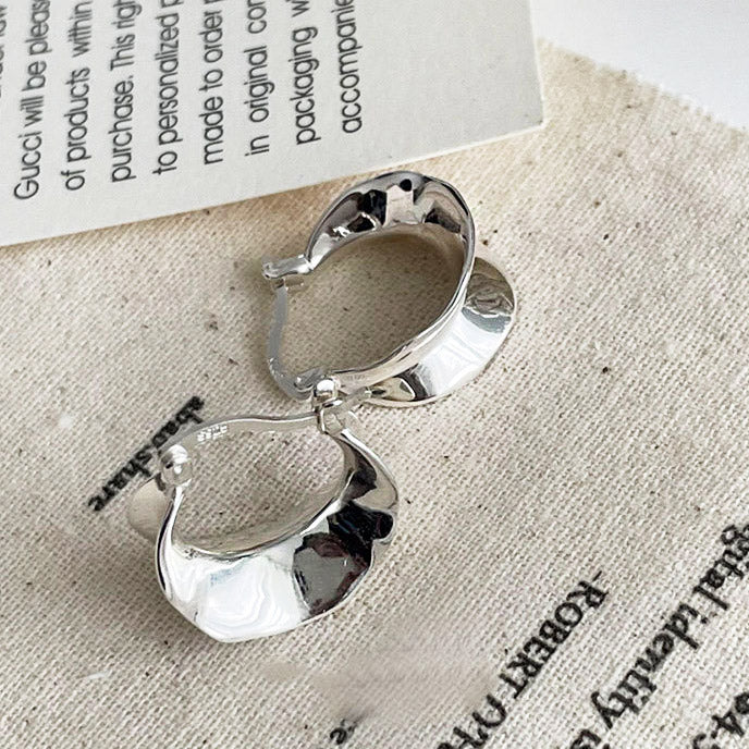 925 sterling silver wide wave hoop earrings (5 pairs)
