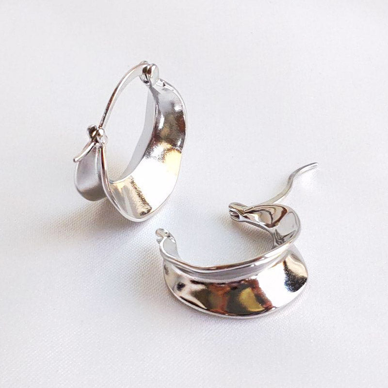 925 sterling silver wide wave hoop earrings (5 pairs)