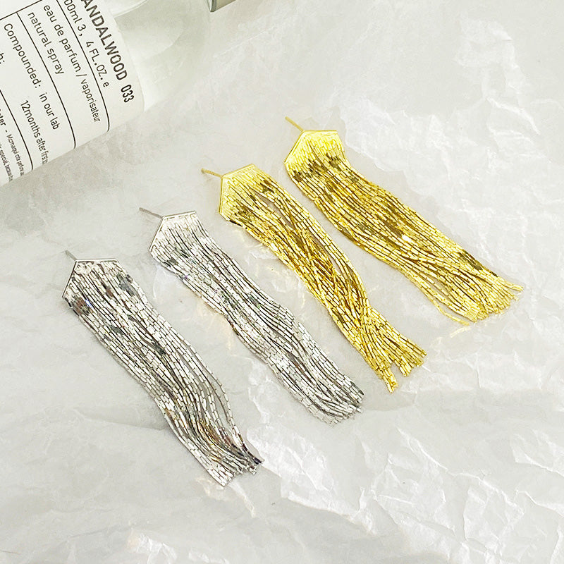 925 sterling silver exaggerated long chain tassel earrings (5 pairs)