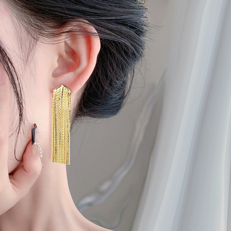 925 sterling silver exaggerated long chain tassel earrings (5 pairs)