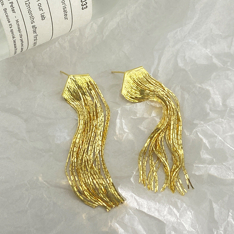 925 sterling silver exaggerated long chain tassel earrings (5 pairs)