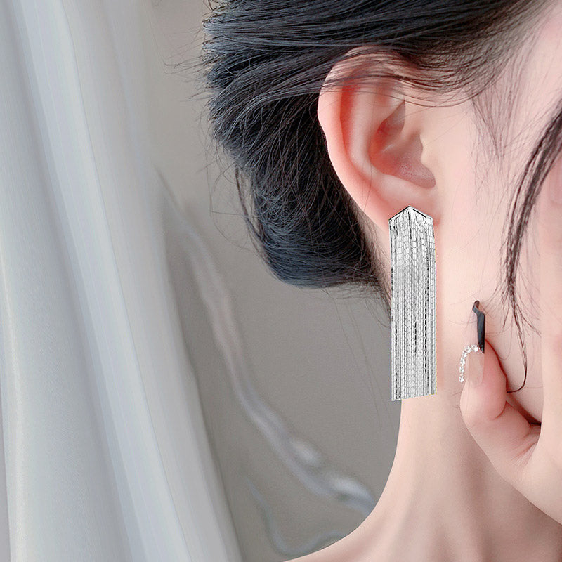 925 sterling silver exaggerated long chain tassel earrings (5 pairs)