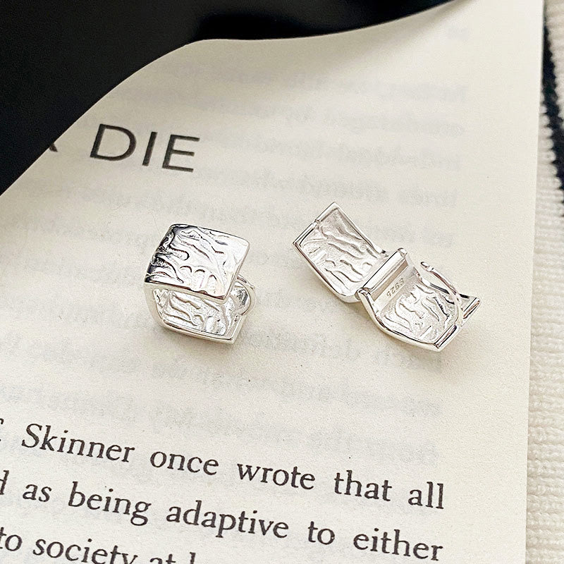 925 sterling silver geometric square huggie hoop earrings (5 pairs)