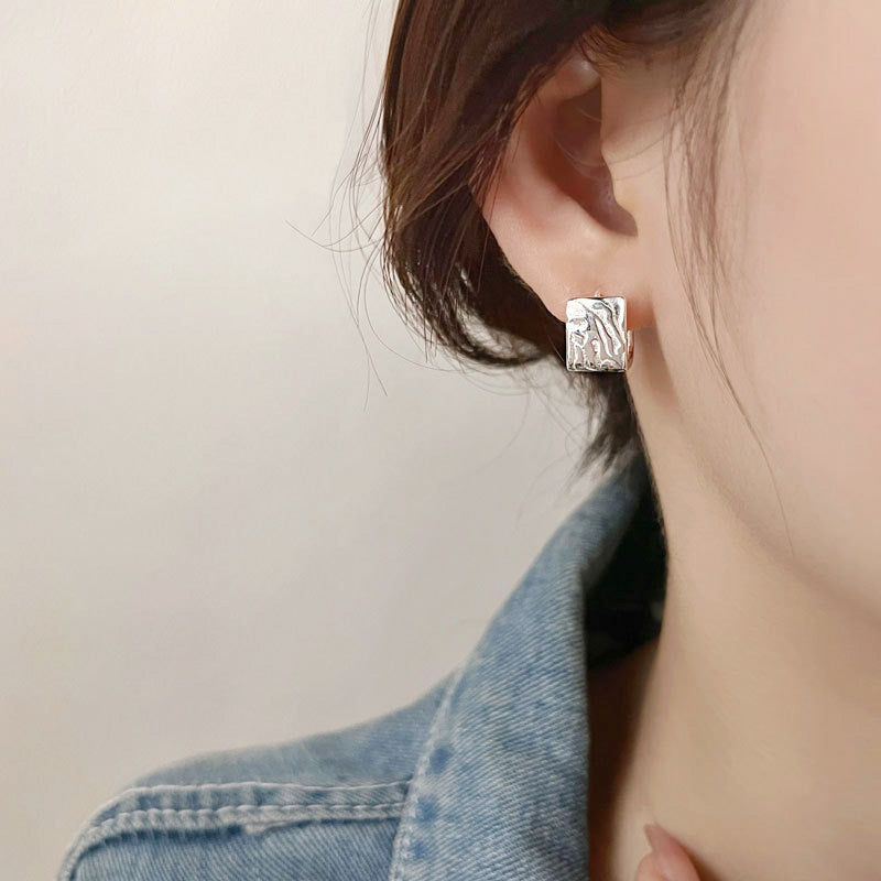 925 sterling silver geometric square huggie hoop earrings (5 pairs)