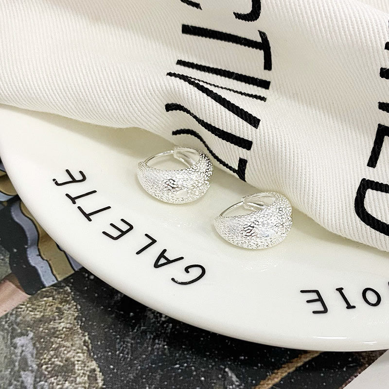 925 sterling silver textured bag shape chunky hoop earrings (5 pairs)