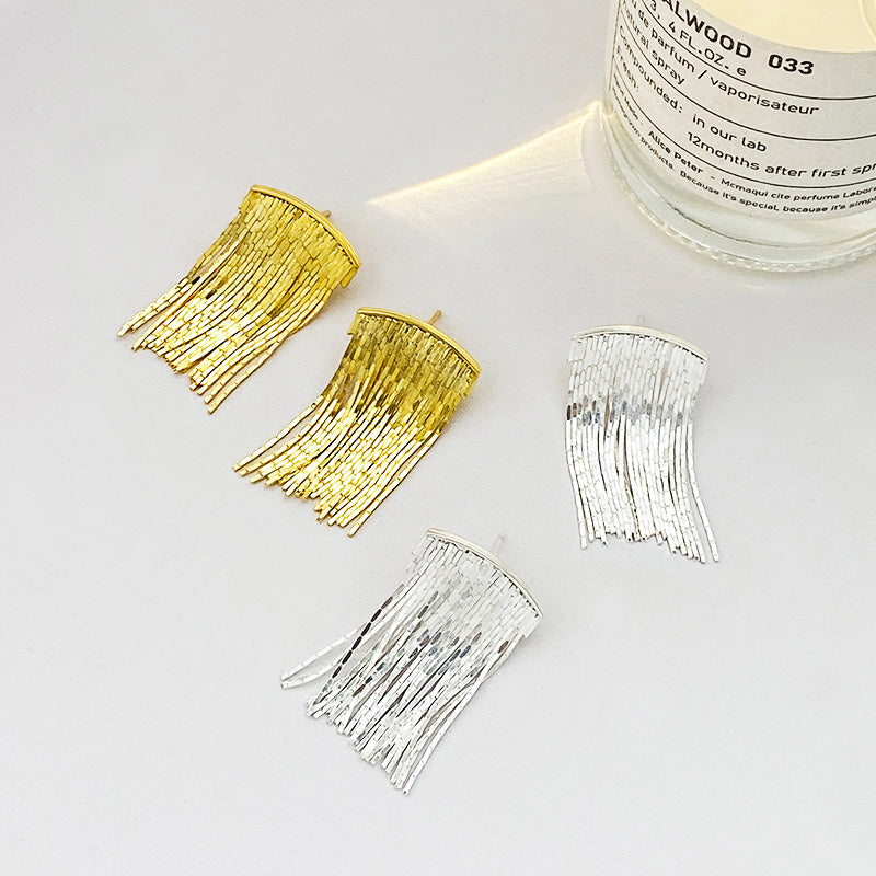 S925 sterling silver waterfall short tassel drop earrings (5 pairs)