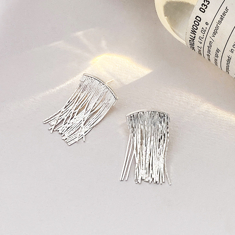 S925 sterling silver waterfall short tassel drop earrings (5 pairs)