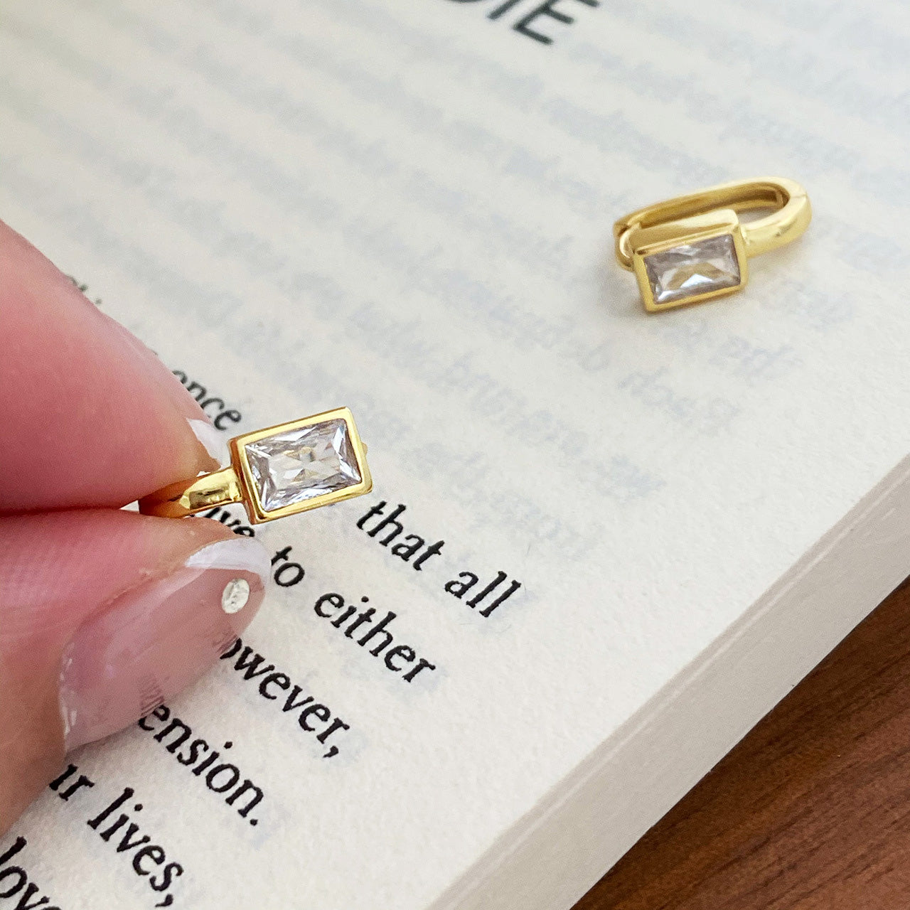 925 sterling silver vintage square zircon U-shaped ear clasp earrings (5 pairs)