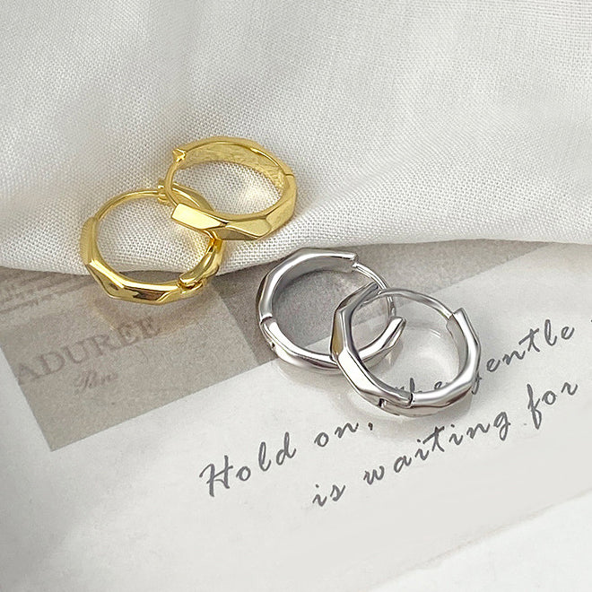 925 sterling silver simple octagon shape hexagon piercing huggie hoop earrings (5 pairs)