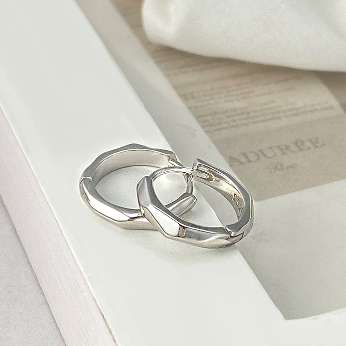925 sterling silver simple octagon shape hexagon piercing huggie hoop earrings (5 pairs)