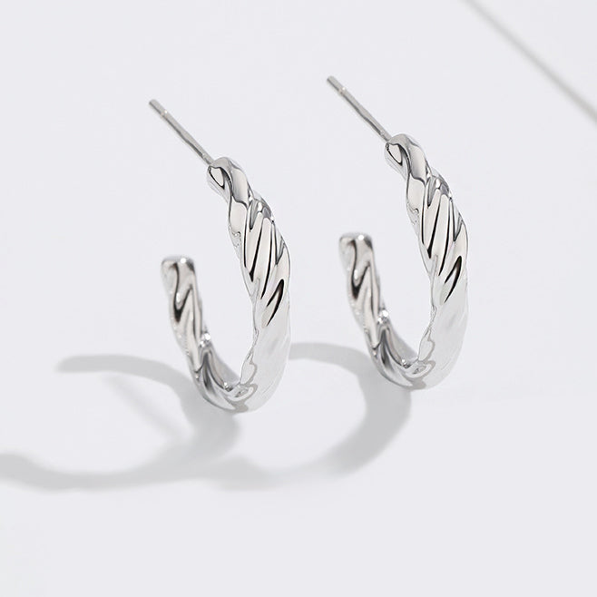 925 sterling silver twisted knot C-shape piercing earrings (5 pairs)