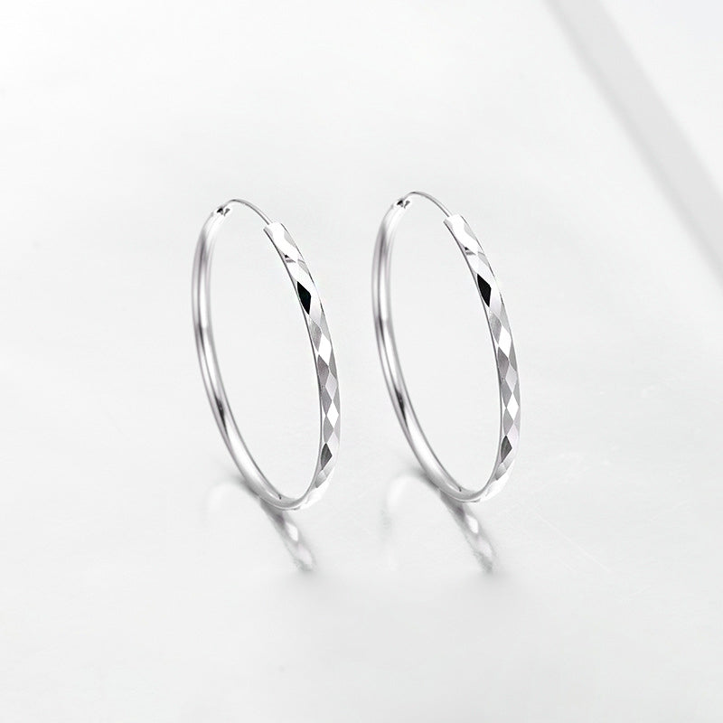 925 sterling silver diamond texture 42mm hoop earrings (5 pairs)