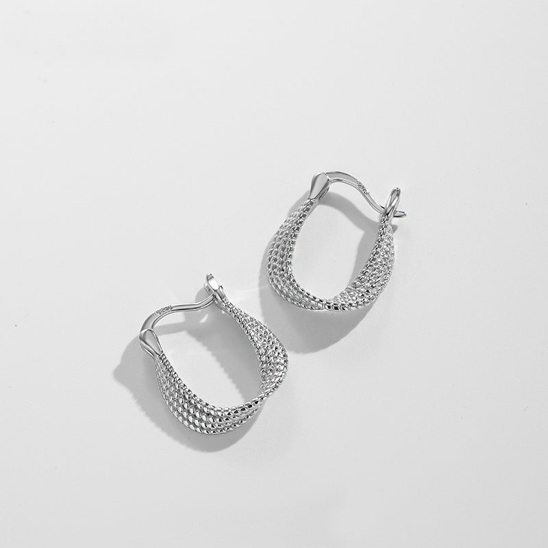 925 sterling silver twisted design huggie hoop earrings (5 pairs)