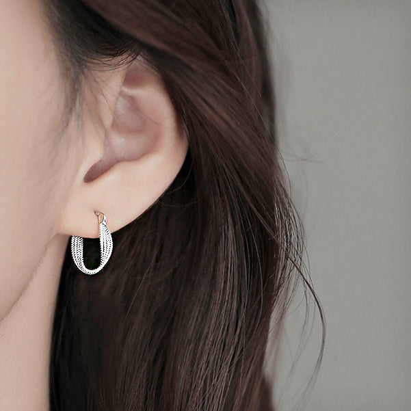 925 sterling silver twisted design huggie hoop earrings (5 pairs)