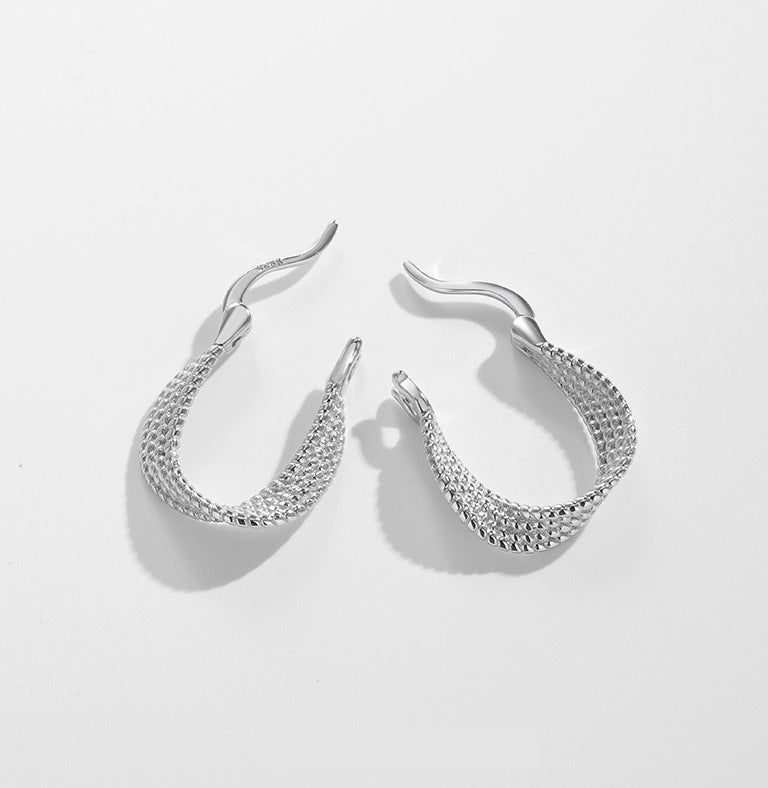 925 sterling silver twisted design huggie hoop earrings (5 pairs)