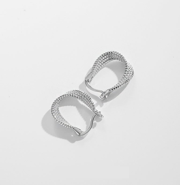 925 sterling silver twisted design huggie hoop earrings (5 pairs)
