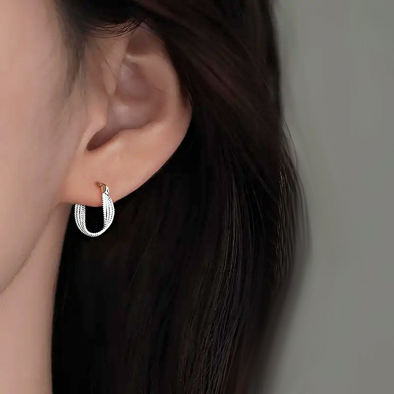 925 sterling silver twisted design huggie hoop earrings (5 pairs)