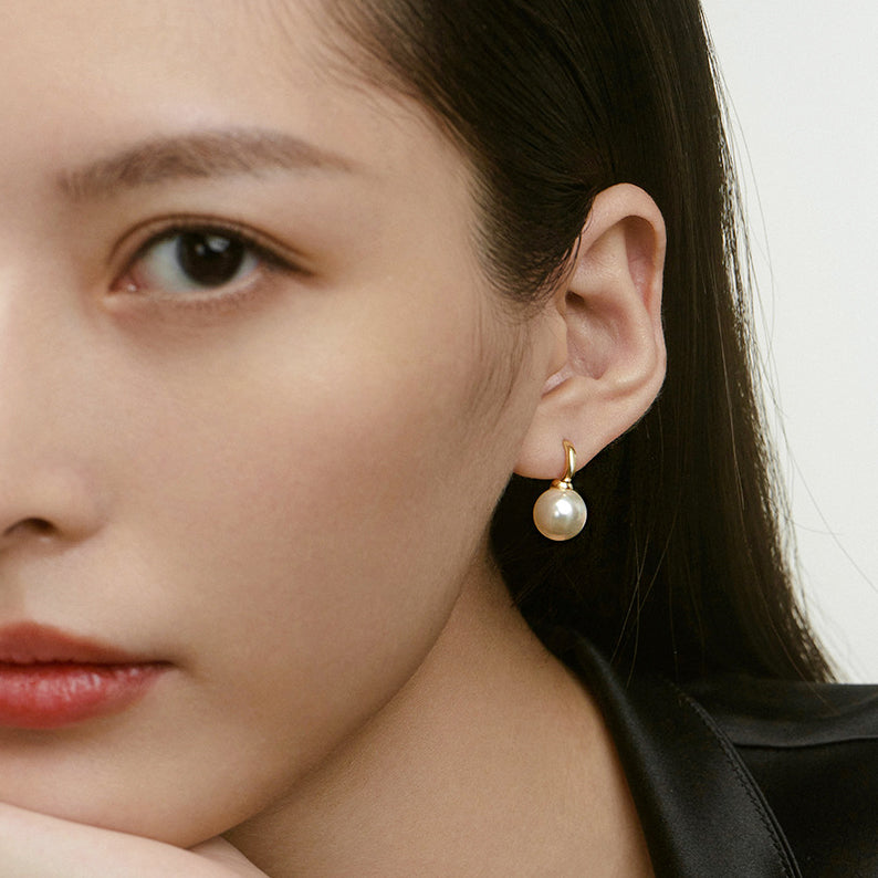 925 sterling silver single pearl C-hook earrings (5 pairs)