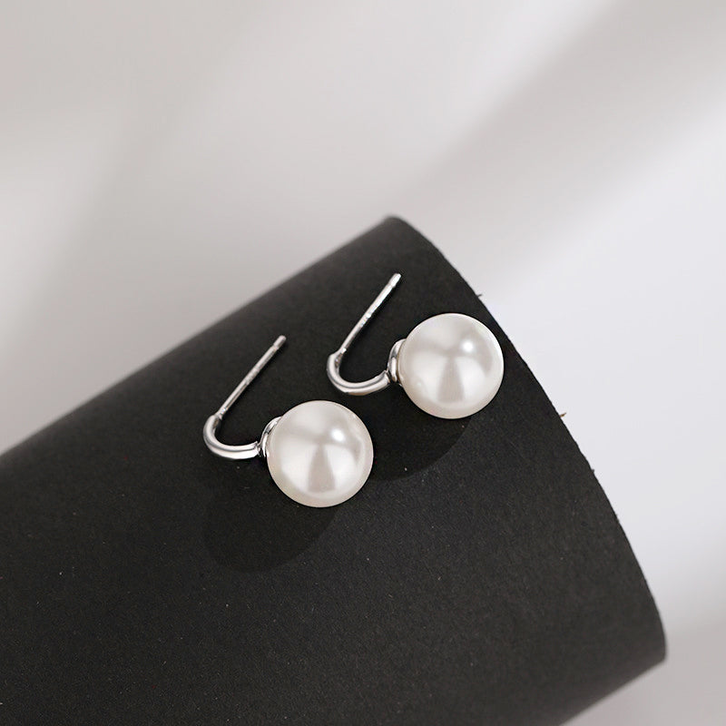 925 sterling silver single pearl C-hook earrings (5 pairs)