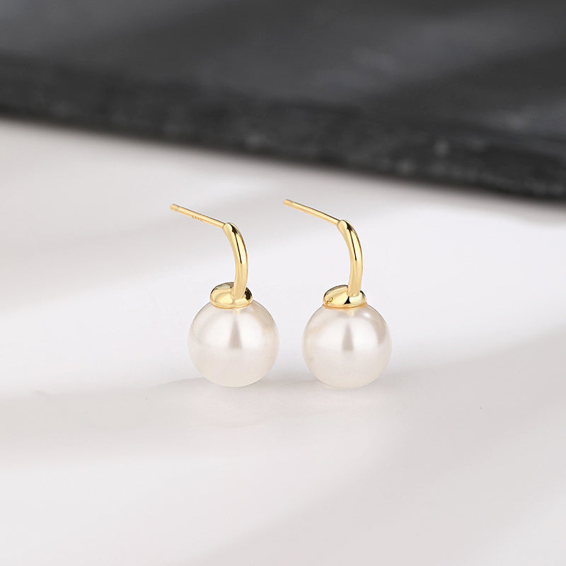 925 sterling silver single pearl C-hook earrings (5 pairs)