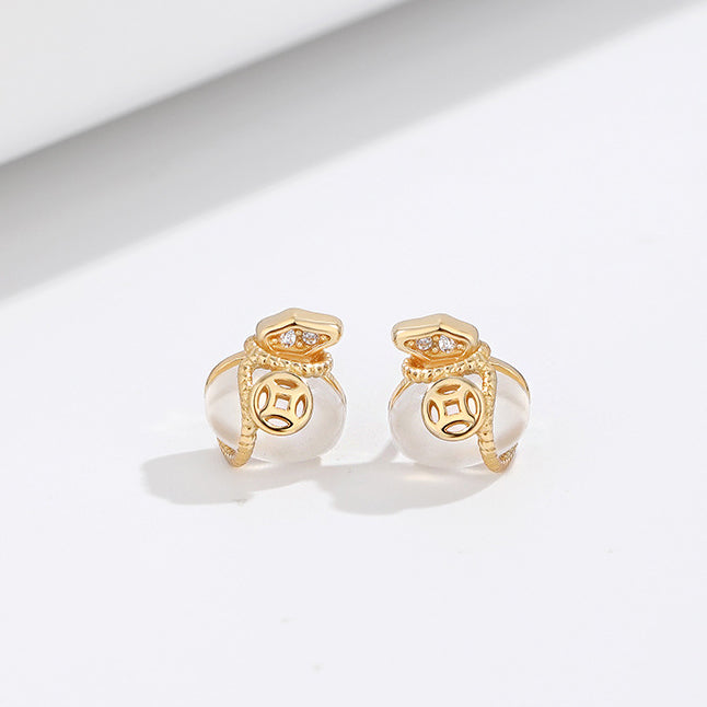 925 sterling silver gold plated small lucky money bag stud earrings (5 pairs)