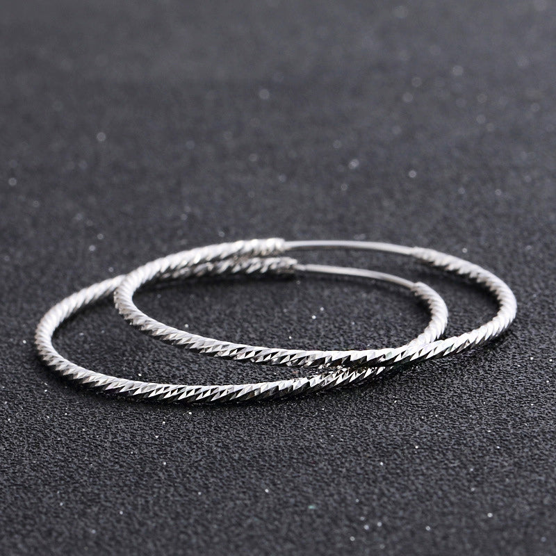 925 sterling silver texture piercing loop 37mm big hoop earrings (5 pairs)