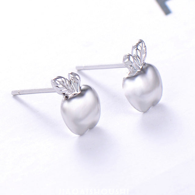 925 sterling silver cute fruit apple stud earrings (5 pairs)