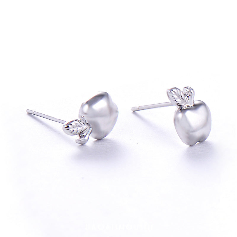 925 sterling silver cute fruit apple stud earrings (5 pairs)